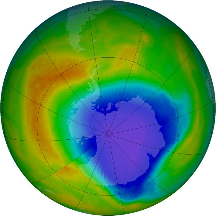 Antarctic ozone map for 28 October 2003